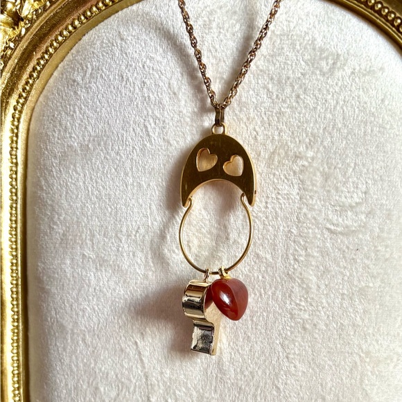 Vintage 1970s Monet Charm Necklace with 3 Charms - Picture 2 of 9
